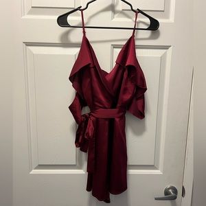 Size 10 satin dark red romper